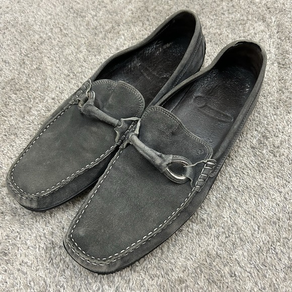 Donald J Pliner Horsebit Loafers Men's Size 13 Gray Edlyn Shoes Slip On‎ Suede - Picture 1 of 13